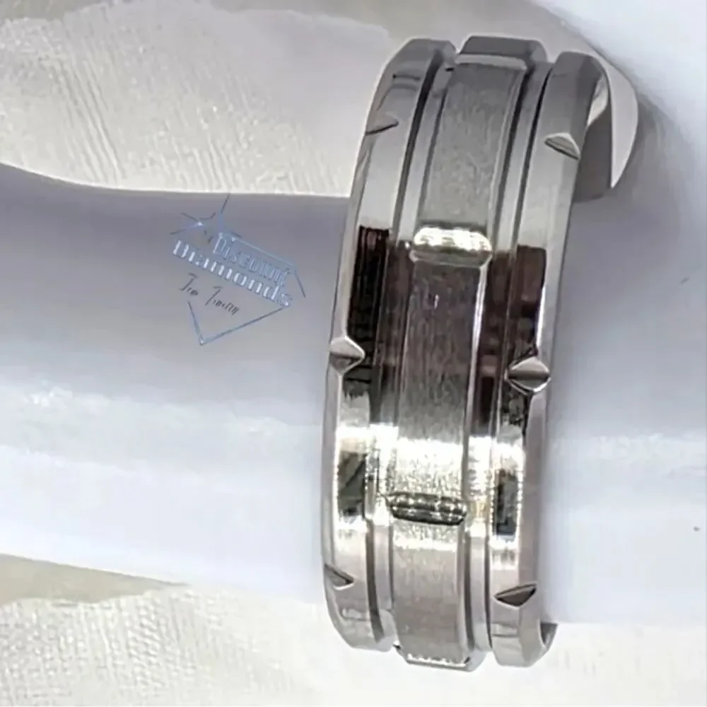 Tungsten Polished Silver Ring